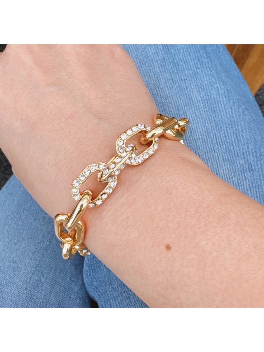 Sparkle Chain Bracelet – Gold Tone Statement Piece